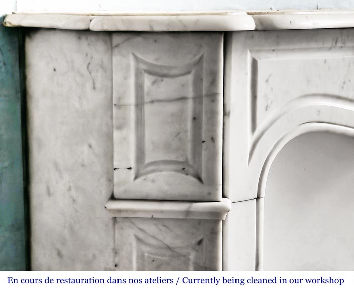 Louis XV style Pompadour model fireplace in Carrara marble-3