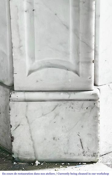 Louis XV style Pompadour model fireplace in Carrara marble-4