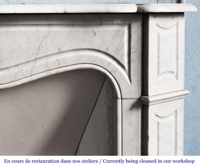 Louis XV style Pompadour model fireplace in Carrara marble-6