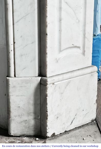 Louis XV style Pompadour model fireplace in Carrara marble-7