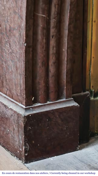 Napoleon III style fireplace in griotte marble with a brass interior-4