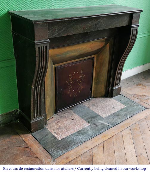 Napoleon III style fireplace in a marble similar to Campan marble, with its brass interior-2