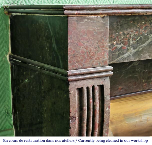 Napoleon III style fireplace in a marble similar to Campan marble, with its brass interior-3