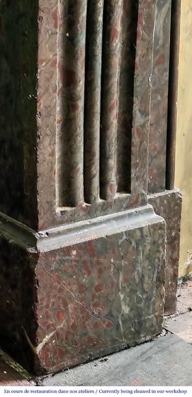 Napoleon III style fireplace in a marble similar to Campan marble, with its brass interior-4