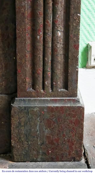 Napoleon III style fireplace in a marble similar to Campan marble, with its brass interior-7