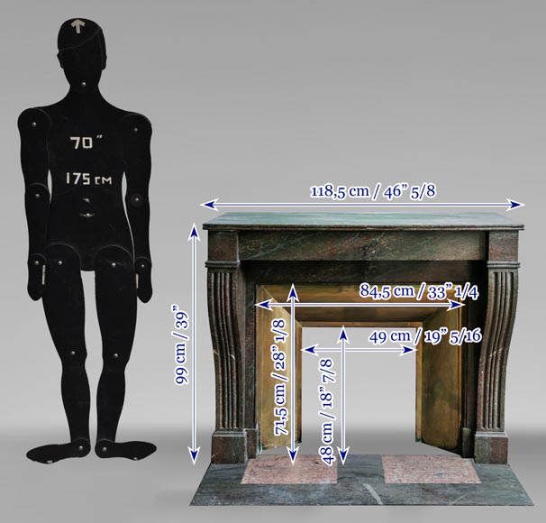 Napoleon III style fireplace in a marble similar to Campan marble, with its brass interior-10