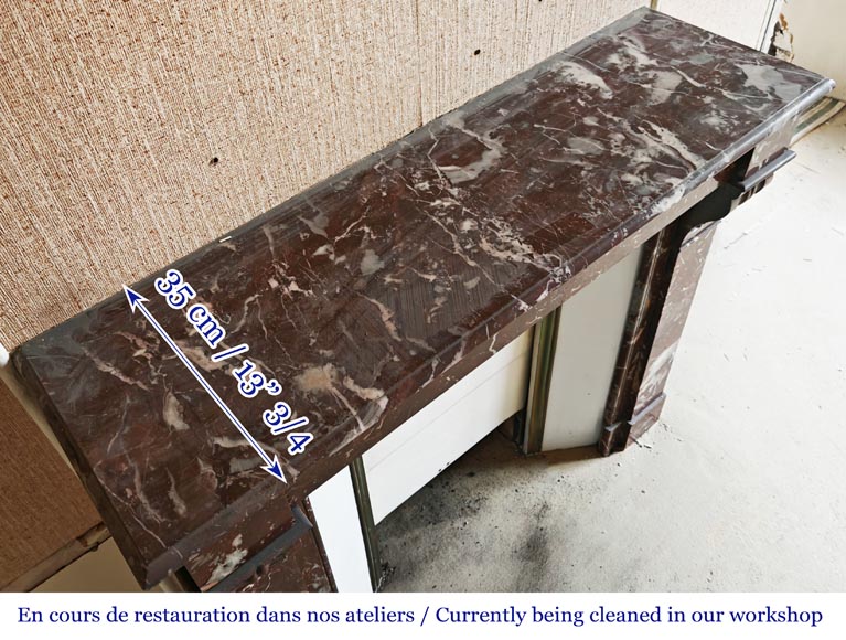 Napoleon III style fireplace, modillion type, in northern red marble-8