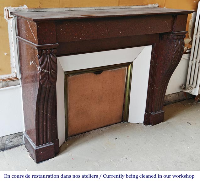 Napoleon III style fireplace in griotte red marble-2