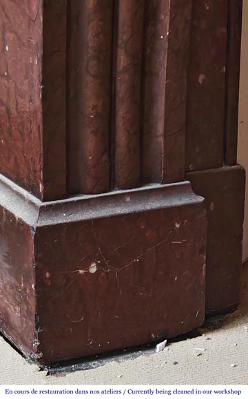 Napoleon III style fireplace in griotte red marble-4