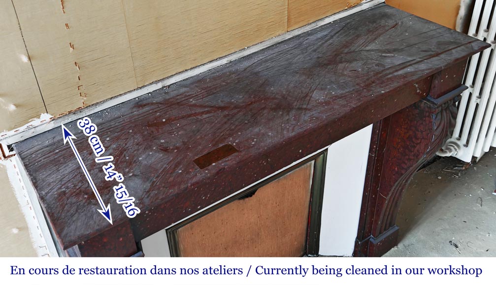 Napoleon III style fireplace in griotte red marble-8