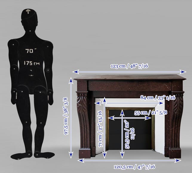 Napoleon III style fireplace in griotte red marble-9