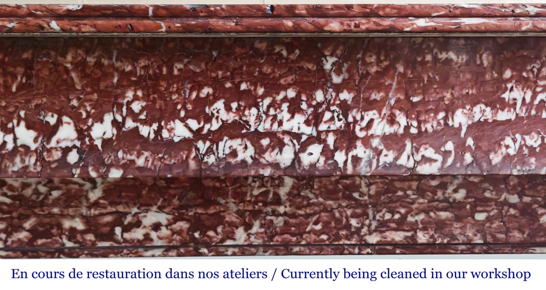 Napoleon III style fireplace with modillion type in red Campan marble-1