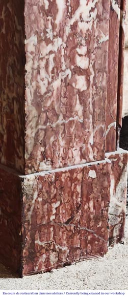 Napoleon III style fireplace with modillion type in red Campan marble-4