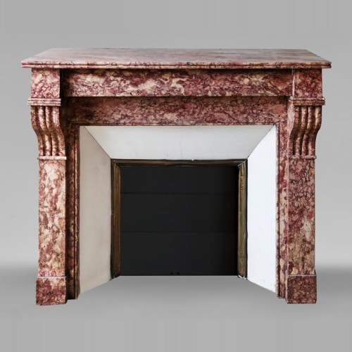 Napoleon III style fireplace, modillion model, in Brocatelle marble