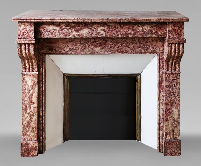 Napoleon III style fireplace, modillion model, in Brocatelle marble-0