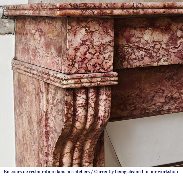 Napoleon III style fireplace, modillion model, in Brocatelle marble-3