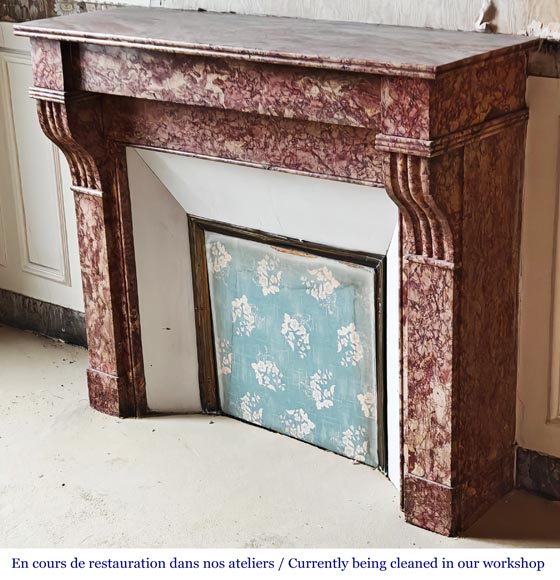Napoleon III style fireplace, modillion model, in Brocatelle marble-5