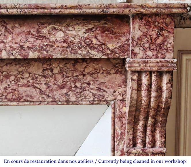 Napoleon III style fireplace, modillion model, in Brocatelle marble-6