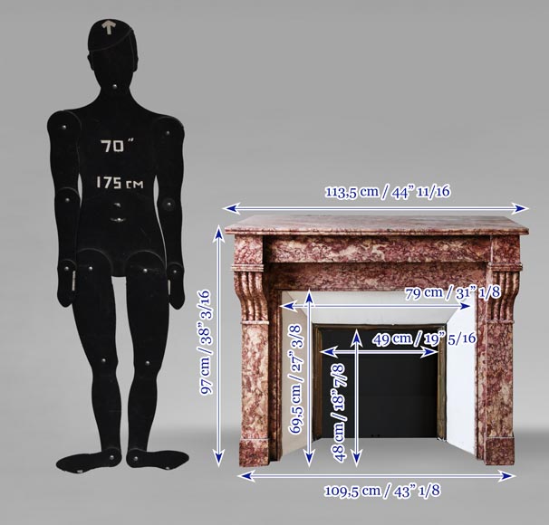 Napoleon III style fireplace, modillion model, in Brocatelle marble-9