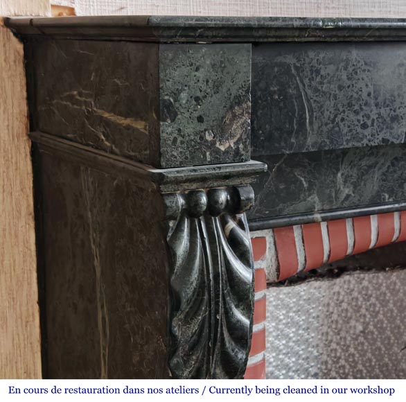 Napoleon III style fireplace with acanthus leaf in green marble Napoleon III style fireplace with acanthus leaf in green marble-3