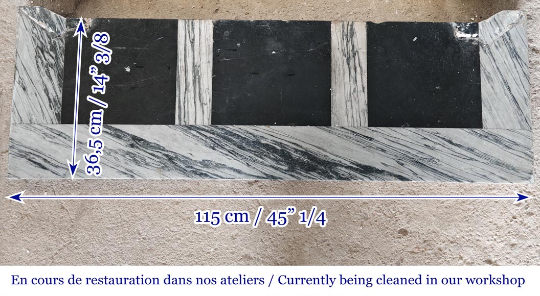 Louis XV style Pompadour model fireplace in blue floral marble-8