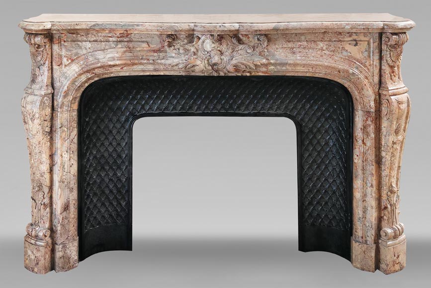 Regency style fireplace, in richly sculpted Sarrancolin marble-0