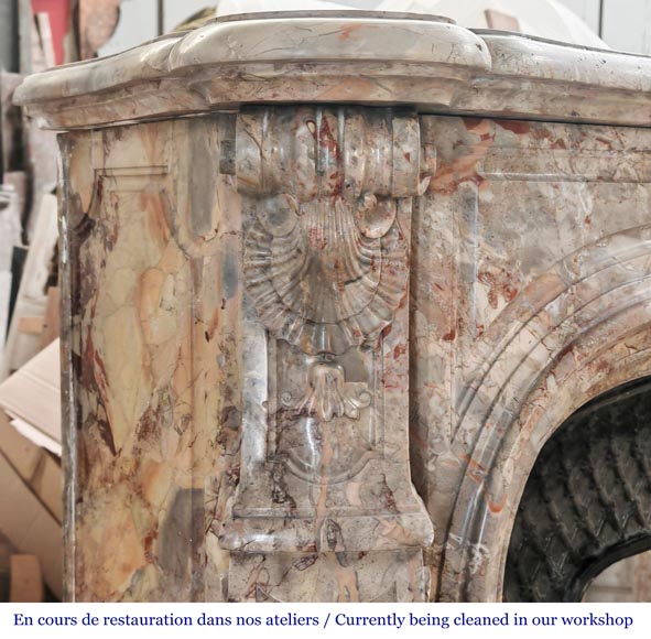 Regency style fireplace, in richly sculpted Sarrancolin marble-5
