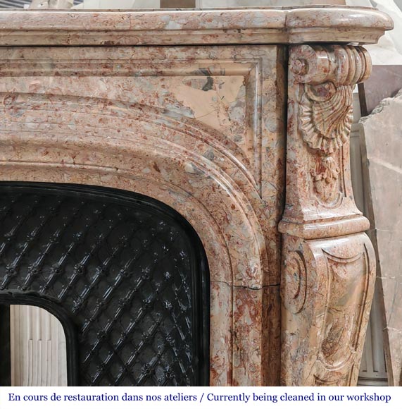 Regency style fireplace, in richly sculpted Sarrancolin marble-9