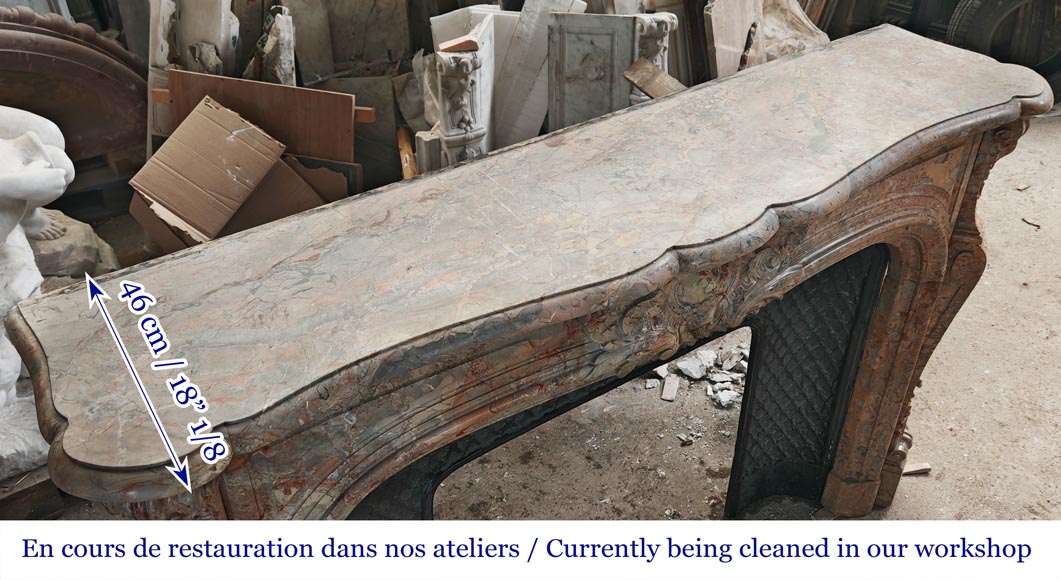 Regency style fireplace, in richly sculpted Sarrancolin marble-12