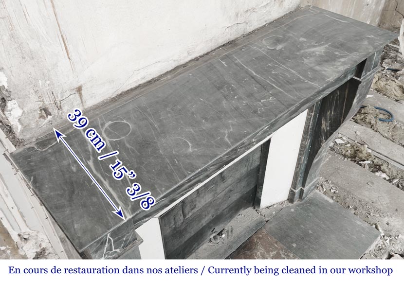 Restoration period fireplace in blue Turquin marble-9