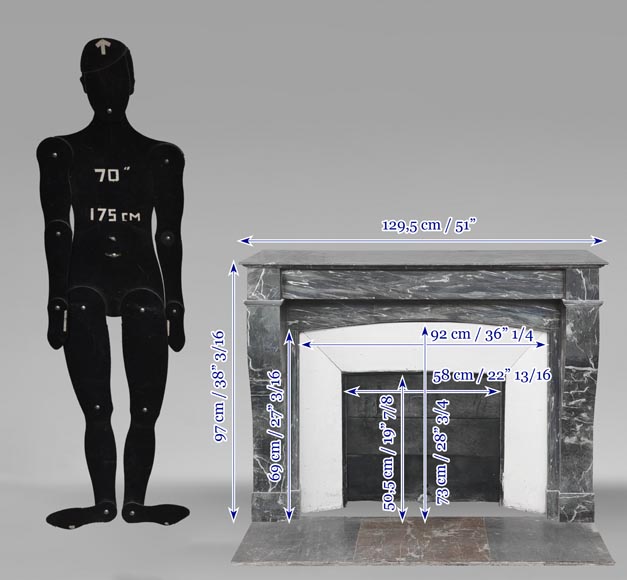 Restoration period fireplace in blue Turquin marble-10