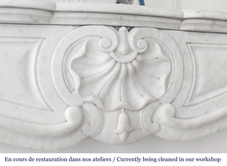 Louis XV style fireplace with shell decoration, in Carrara marble Louis XV style fireplace with shell decoration, in Carrara marble-2