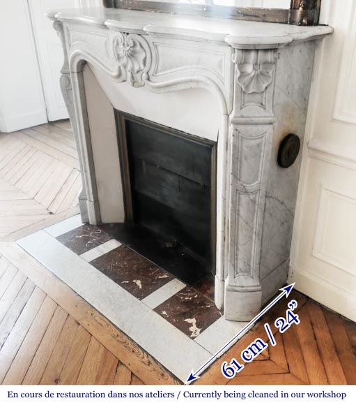 Louis XV style fireplace with shell decoration, in Carrara marble Louis XV style fireplace with shell decoration, in Carrara marble-6