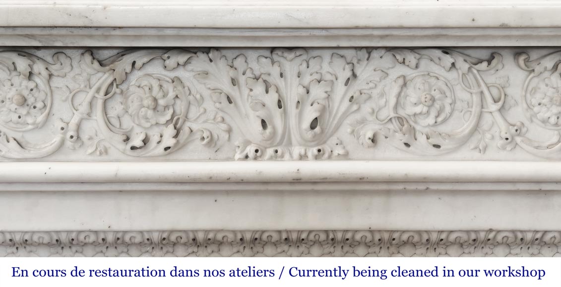 Finely carved Louis XVI style fireplace in statuary marble Finely carved Louis XVI style fireplace in statuary marble-1