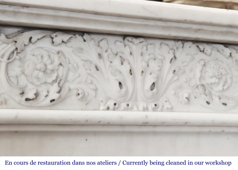 Finely carved Louis XVI style fireplace in statuary marble Finely carved Louis XVI style fireplace in statuary marble-2