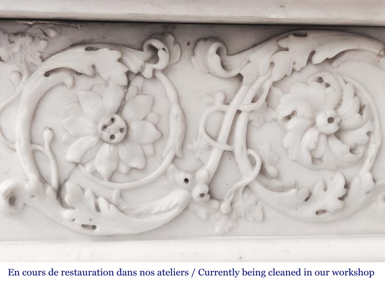 Finely carved Louis XVI style fireplace in statuary marble Finely carved Louis XVI style fireplace in statuary marble-5