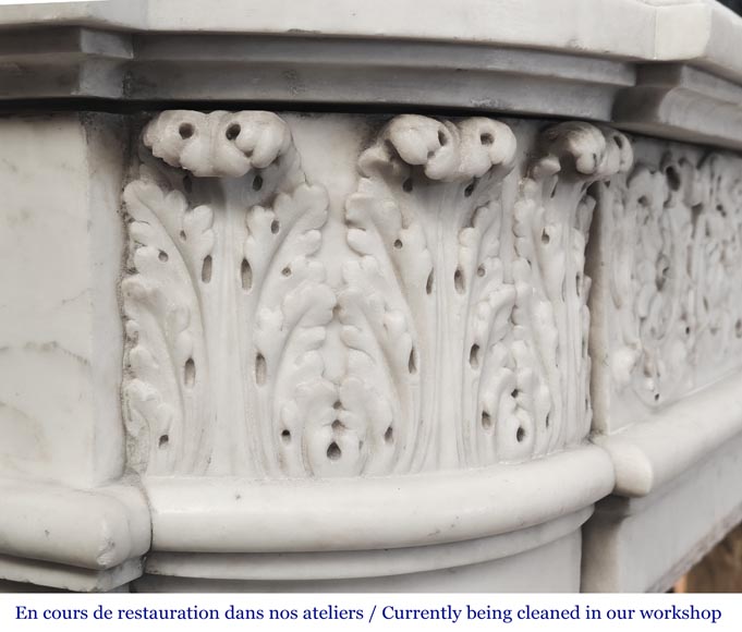 Finely carved Louis XVI style fireplace in statuary marble Finely carved Louis XVI style fireplace in statuary marble-9