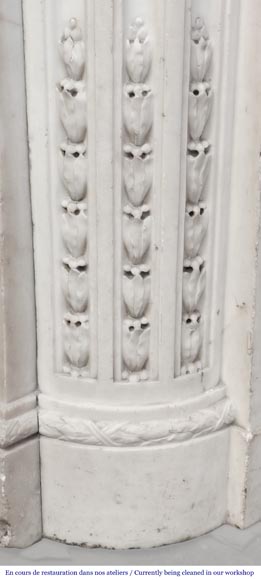 Finely carved Louis XVI style fireplace in statuary marble Finely carved Louis XVI style fireplace in statuary marble-10