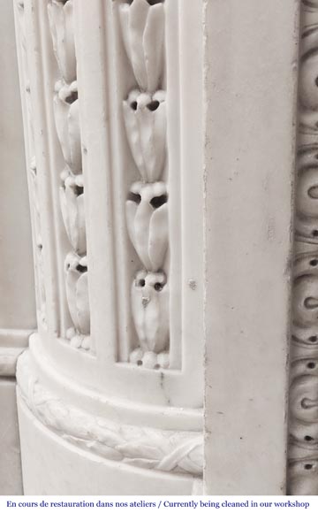 Finely carved Louis XVI style fireplace in statuary marble Finely carved Louis XVI style fireplace in statuary marble-11
