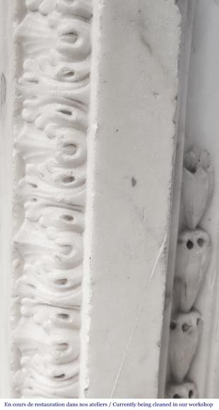 Finely carved Louis XVI style fireplace in statuary marble Finely carved Louis XVI style fireplace in statuary marble-16