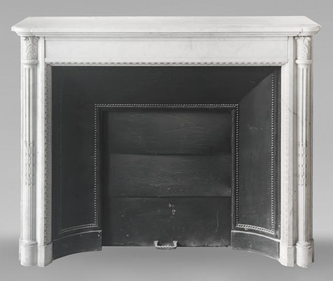 Louis XVI style fireplace in Conne marble, with slender fluted columns Louis XVI style fireplace in Conne marble, with slender fluted columns-0
