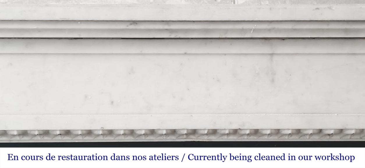 Louis XVI style fireplace in Conne marble, with slender fluted columns Louis XVI style fireplace in Conne marble, with slender fluted columns-1