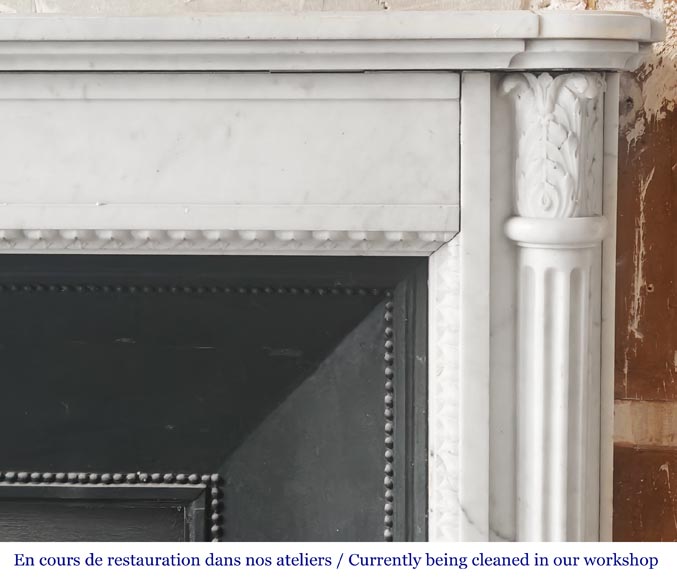 Louis XVI style fireplace in Conne marble, with slender fluted columns Louis XVI style fireplace in Conne marble, with slender fluted columns-7