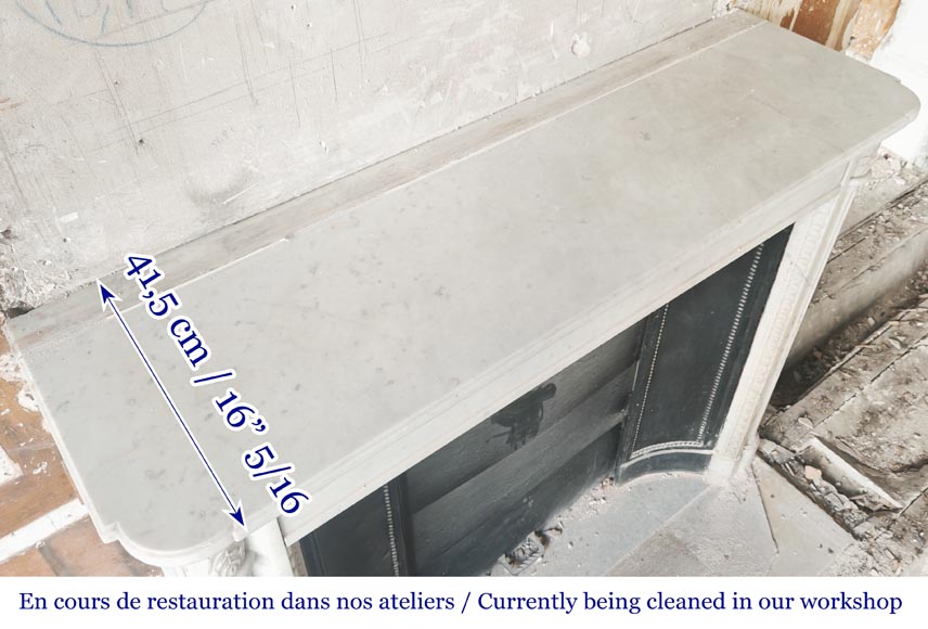 Louis XVI style fireplace in Conne marble, with slender fluted columns Louis XVI style fireplace in Conne marble, with slender fluted columns-10