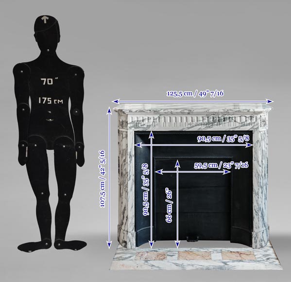 Louis XVI style fireplace with fluted decoration in Arabescato marble-10