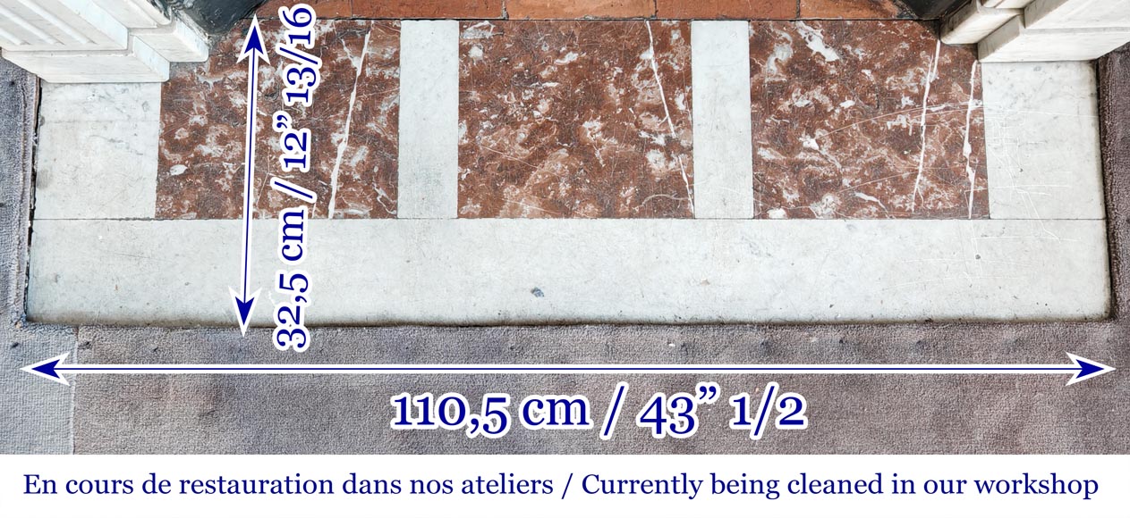 Louis XVI style fireplace with stylized daisies, in Carrara marble Louis XVI style fireplace with stylized daisies, in Carrara marble-8