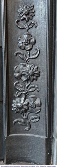 Louis XVI style fireplace with rounded corners, in blue Turquin marble-9