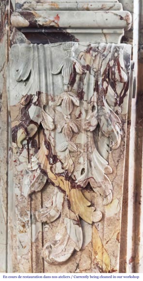 Louis XV style fireplace in highly ornate Sarrancolin marble-6