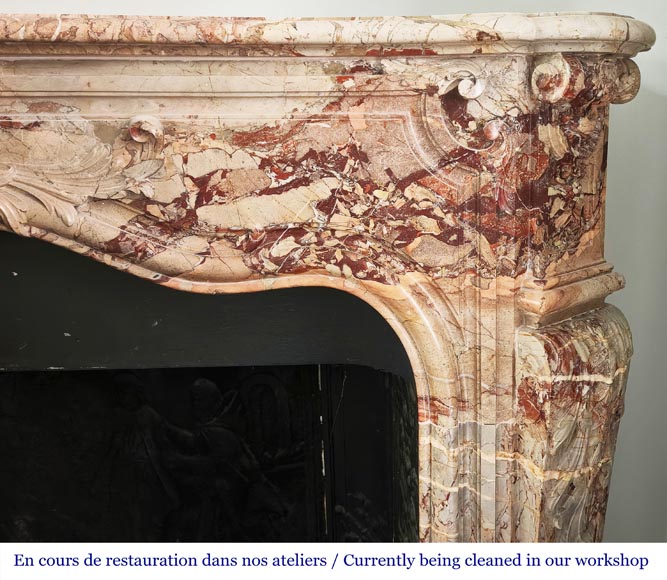 Louis XV style fireplace in highly ornate Sarrancolin marble-9