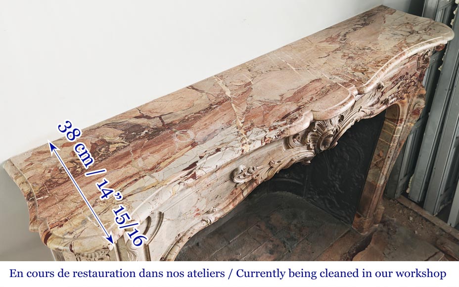 Louis XV style fireplace in highly ornate Sarrancolin marble-15